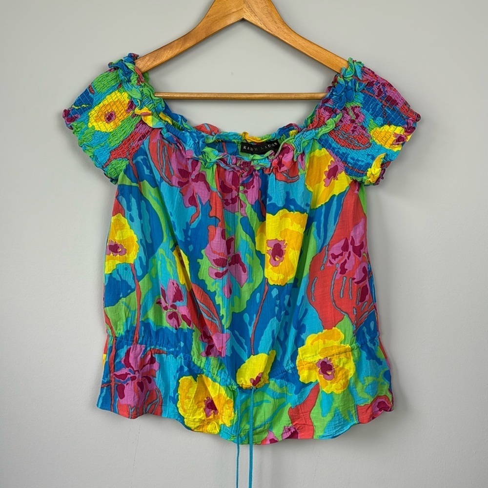 Ralph Lauren Black Label Silk Blend Off the Shoulder Top. Size 8.